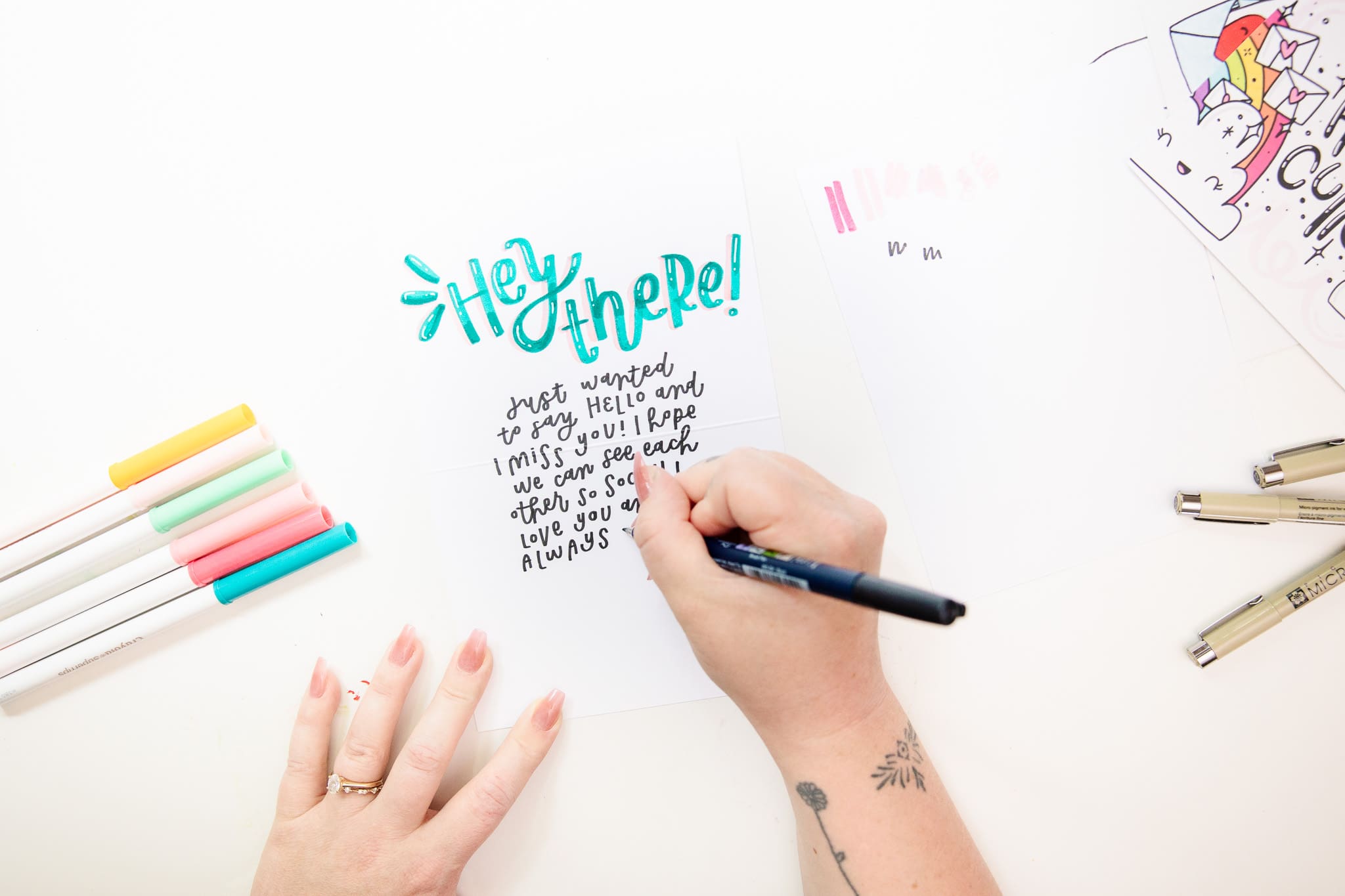 Person uses a marker to write a hand-lettered greeting card | Shop small in Greater Lafayette, Indiana | Kayla Petrosky Photography